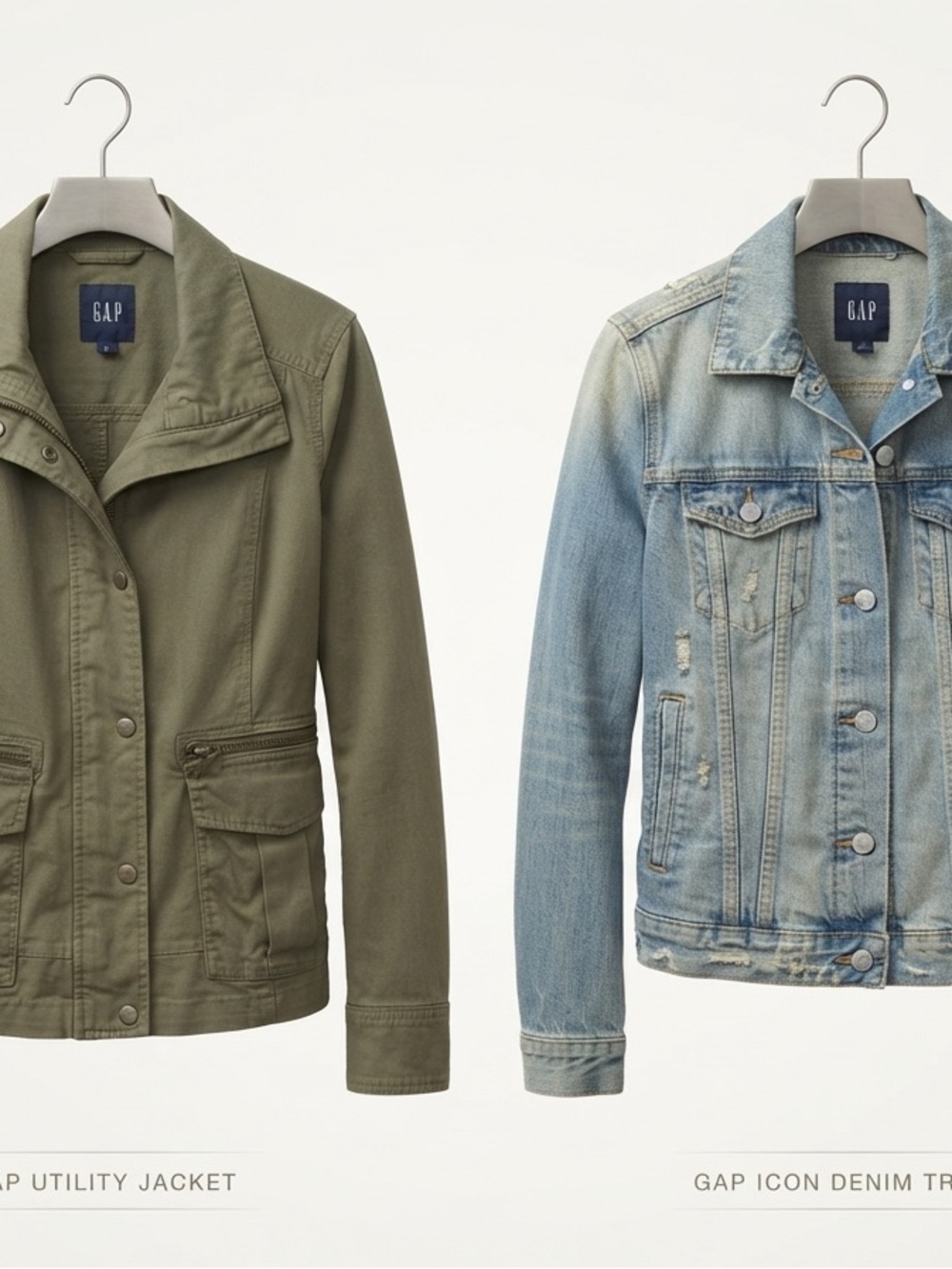 Vintage GAP Olive Utility Jacket & Light Blue Denim Distressed 90s bundle